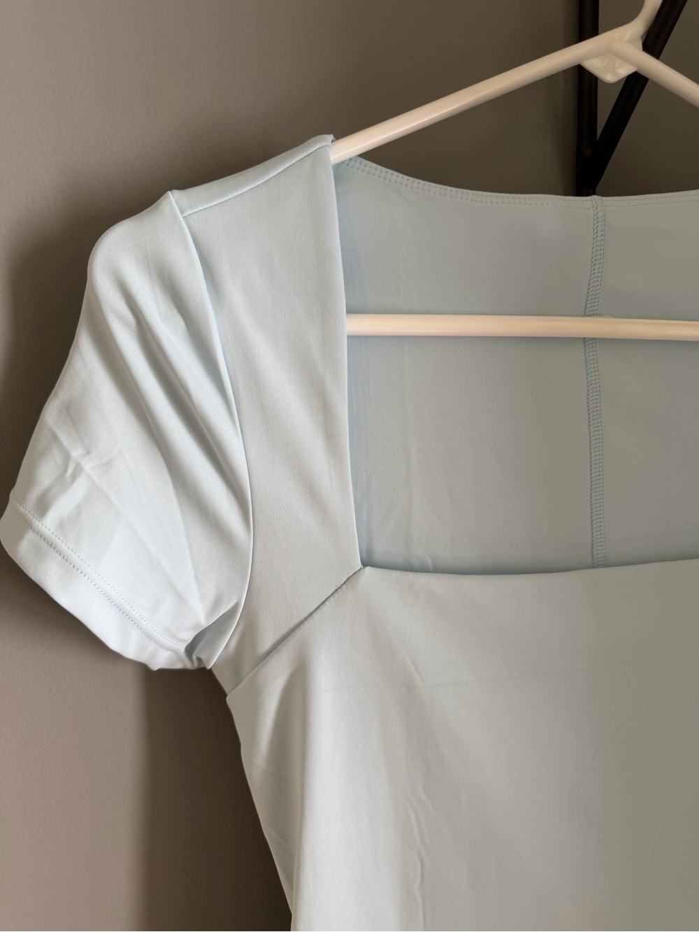 Light Blue Square Neck Tennis Dress with built-in shorts and pocket - soft! - Picture 5 of 11